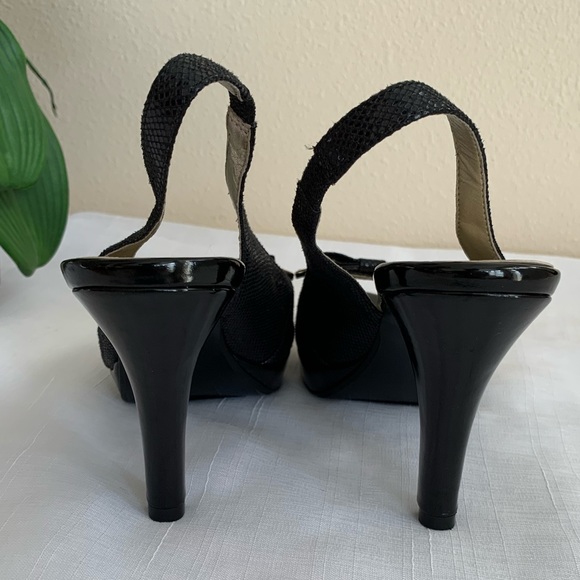 Anne Klein Reginy iflex black platformed heels with front flat bowtie size 8 - Picture 4 of 7